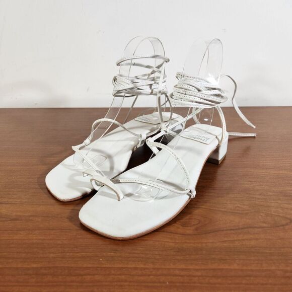 JEFFREY CAMPBELL Agate 2 Leather Sandal Color White Size 6 EU 37 Lace Up - Picture 13 of 13